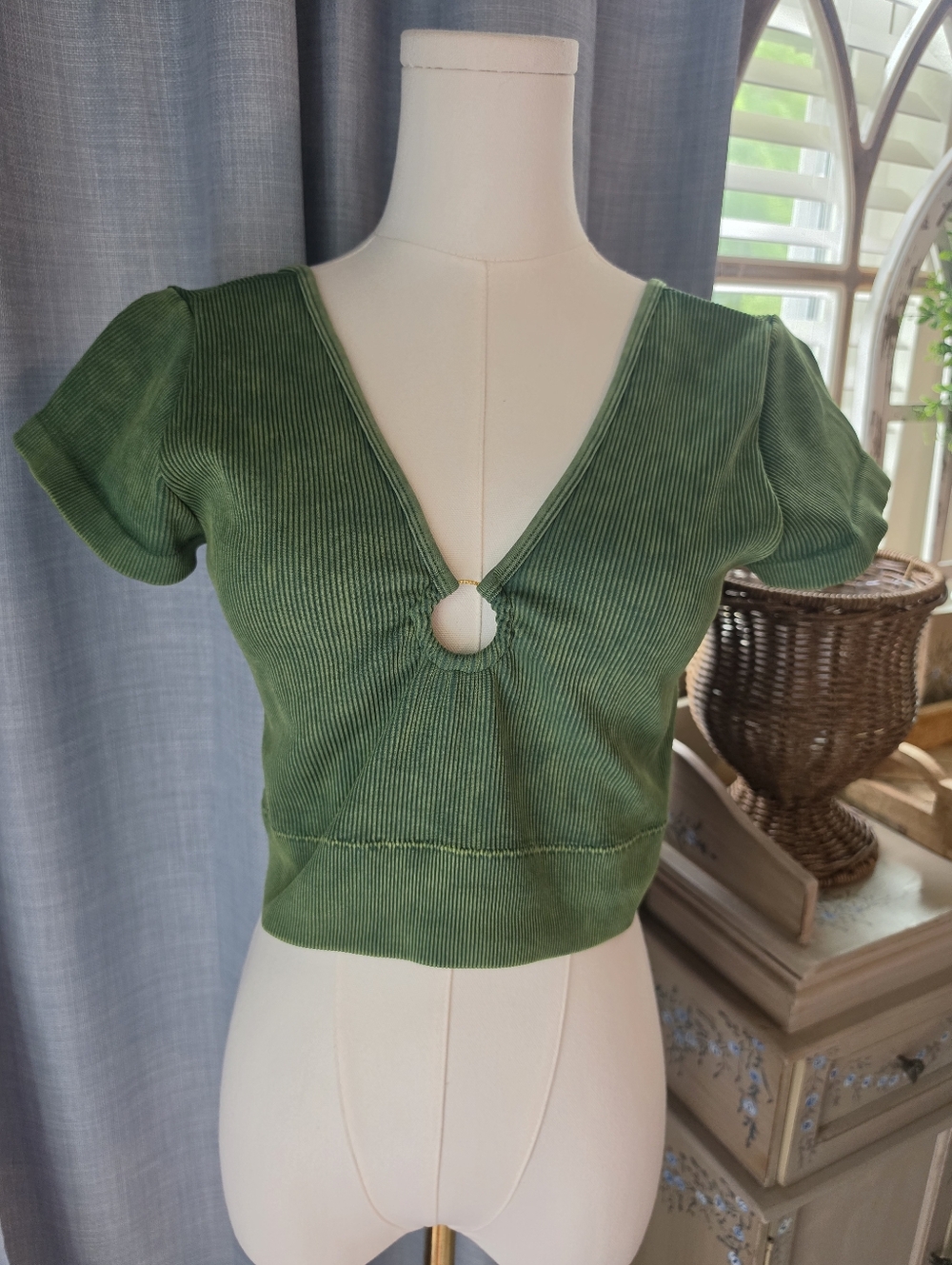 Aerie Green Ring Top